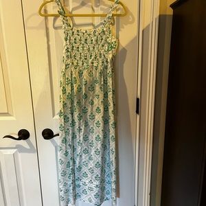 Madison Matthews cotton block print midi sundress